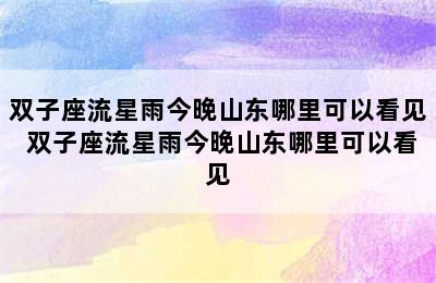 双子座流星雨今晚山东哪里可以看见 双子座流星雨今晚山东哪里可以看见